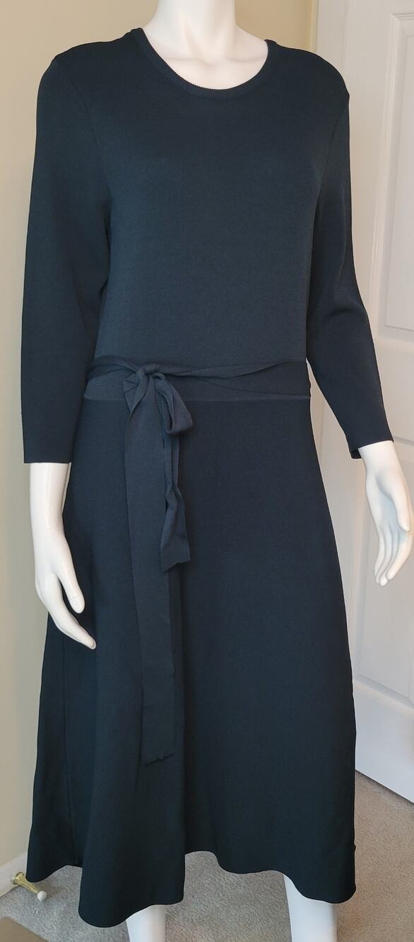 Eliza J Knit Belted Maxi Dress Dark Hunter Green Long Sleeve Size XXL